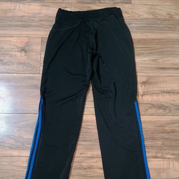 Adidas Women XS Black Blue 3-Stripes Track Pants Essentials Tricot Joggers - Picture 2 of 6